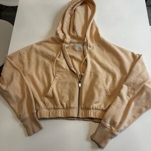Beige Cropped Hoodie